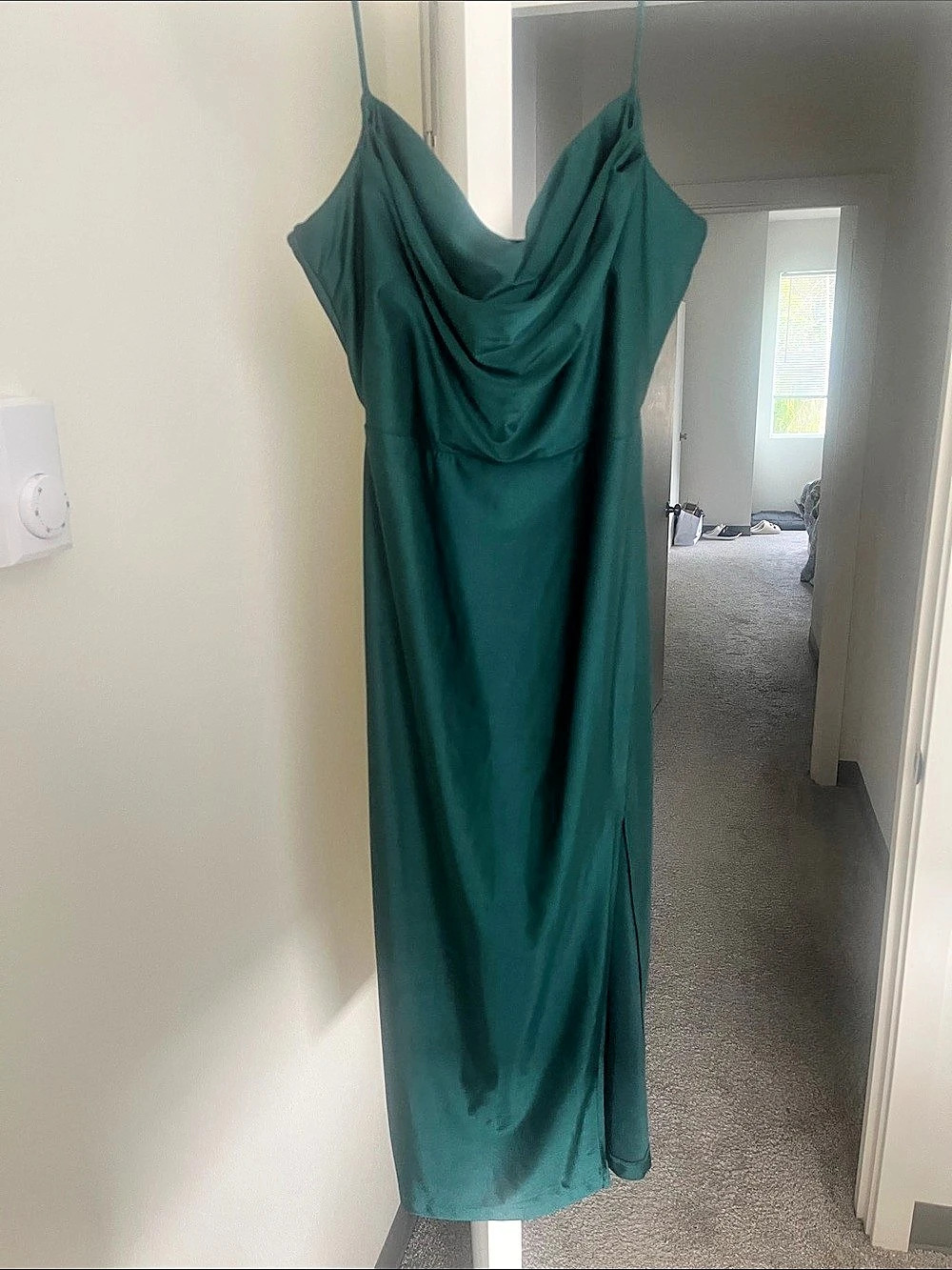 Windsor Hunter Midi Draped Neck Dress in Green XL NWT